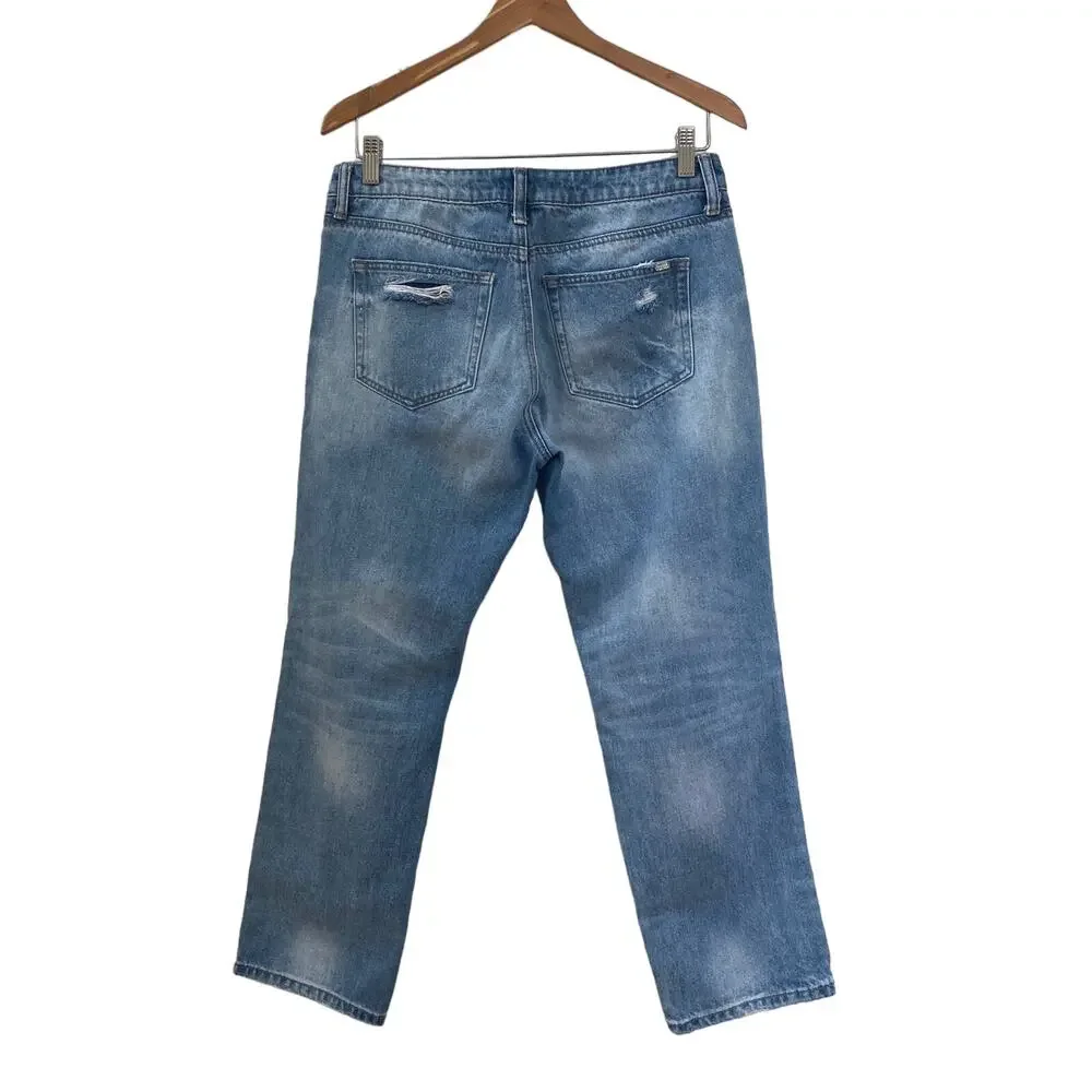 Special A Los Angeles Straight Leg Distressed Busted Knee Crop Leg Jeans Size 11 - Picture 7 of 7